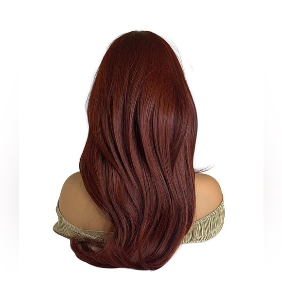 24 Inch Wine red Layered wig with curtain Bangs for daily use - Picture 6 of 7